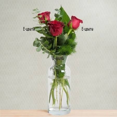 Bouquet of 3 red roses - Love