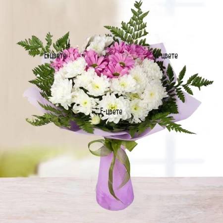 Bouquet of White and Pink Chrysanthemums (Standard)