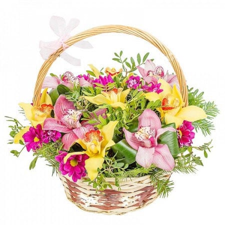 Basket Orchids and Chrysanthemums