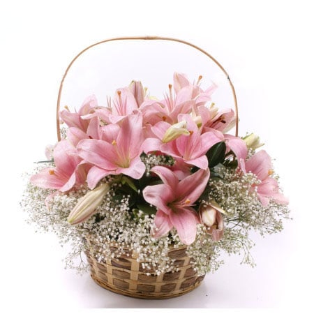 Flowers basket with Lilies "Sensation"