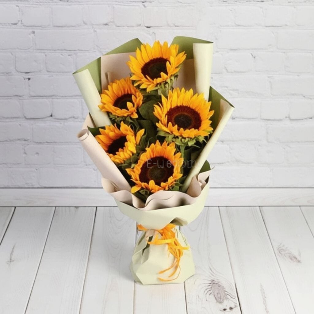 Bouquet of Sunflowers with a ribbon