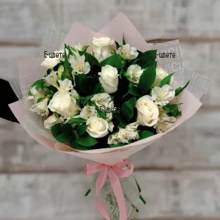 Delicate bouquet of white flowers