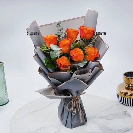 Bouquet of 7 orange roses