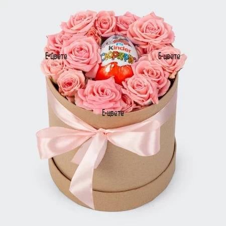 Roses and Kinder chocolate egg