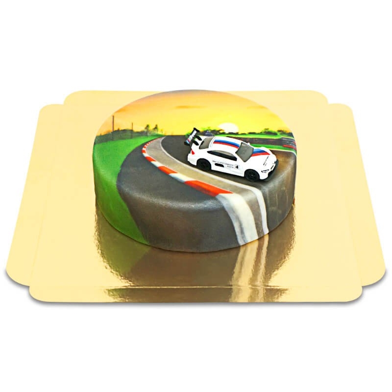 Toy car on cake – BMW (Small (18 cm (6-8 pieces)))