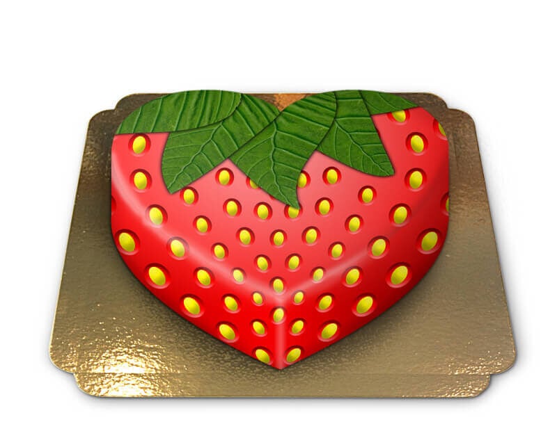 Heart-shaped strawberry cake (Medium ((25×24 cm) 15 pieces))