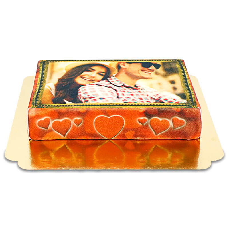 Photo cake with love frame (Small ((20×14 cm) 6-8 pieces))