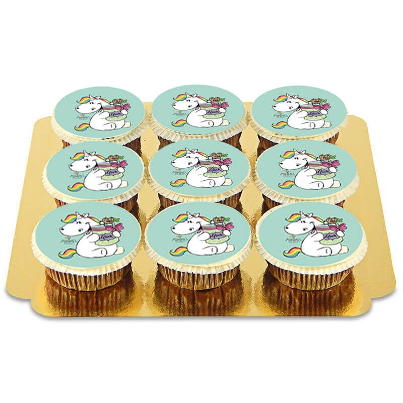 Green Chubby Unicorn Cupcakes - 9 pcs