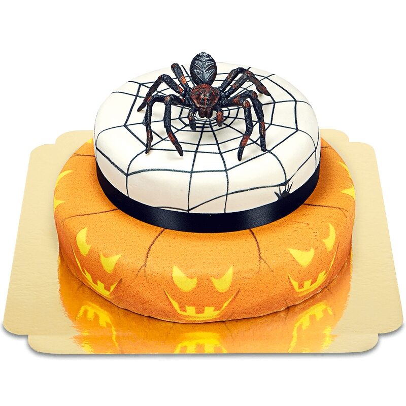 Spider on two-tiered cake