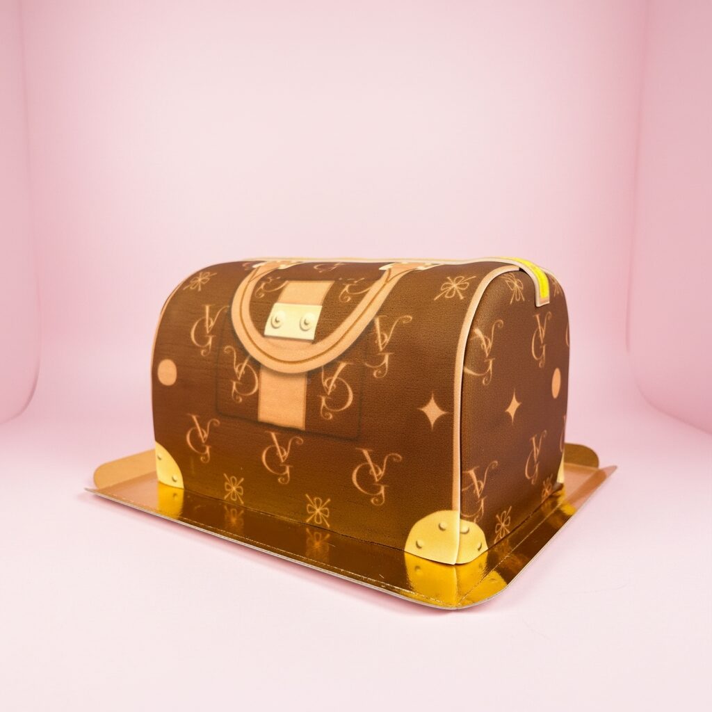 Handbag cake VG, Brown with beige details