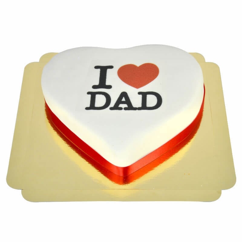 I Love Dad heart cake (Medium (25cm X 24cm (10 Pieces)))