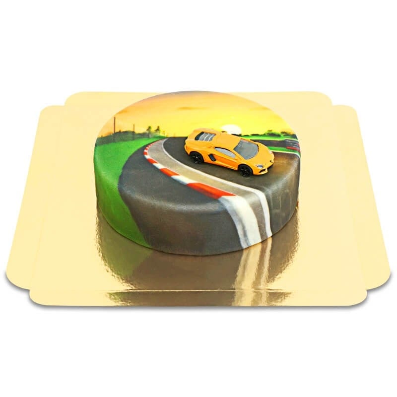 Toy car on cake €“ LAMBORGHINI (Small (18 cm (6-8 pieces)))