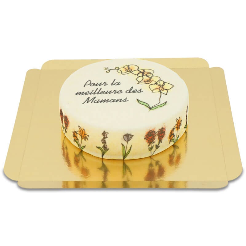 Floral cake "Beloved Mom" (Small (18 cm (6 pieces)))
