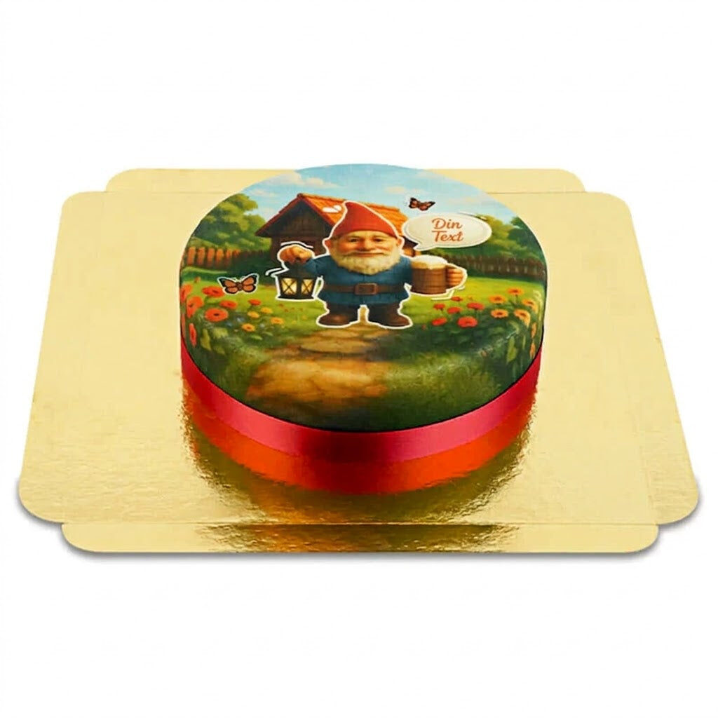 Garden gnome with lamp and beer cake (Small (18cm (6 Pieces)))
