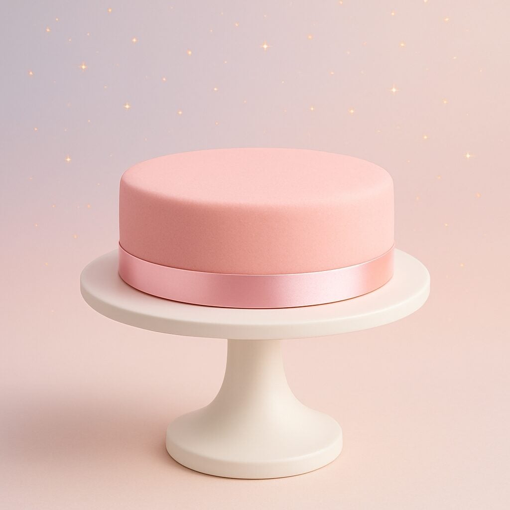Pink cake with cake ribbon (Small (18 cm (6 pieces)))