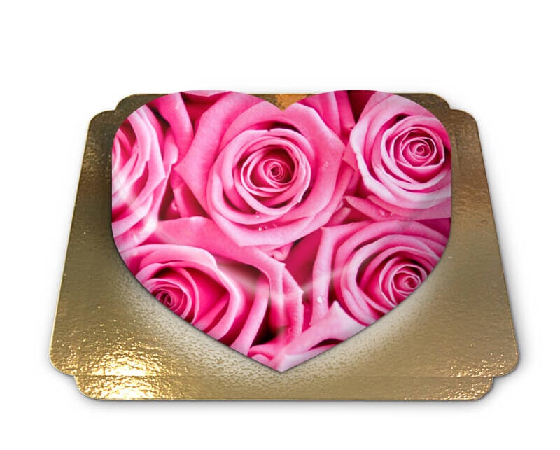 Pink rose cake in heart shape (Medium((25×24 cm)15 pieces))