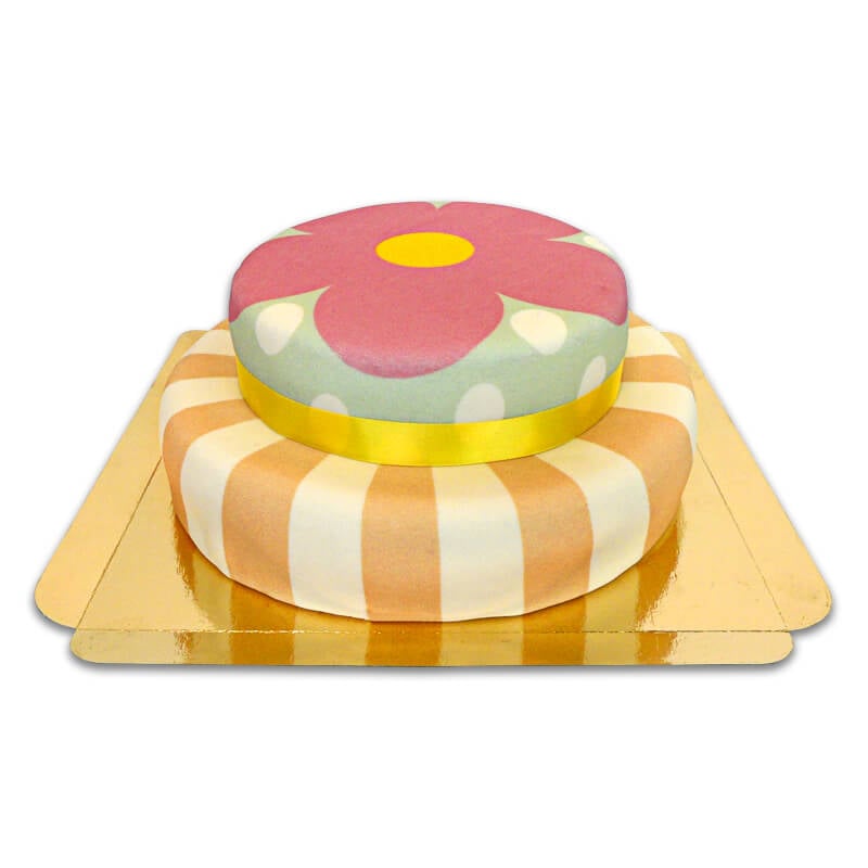 Playful two-tiered cake