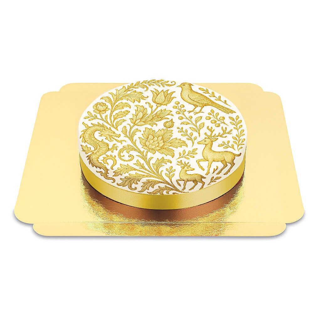 Cake with golden porcelain painting (Small (18cm (6 Pieces)))