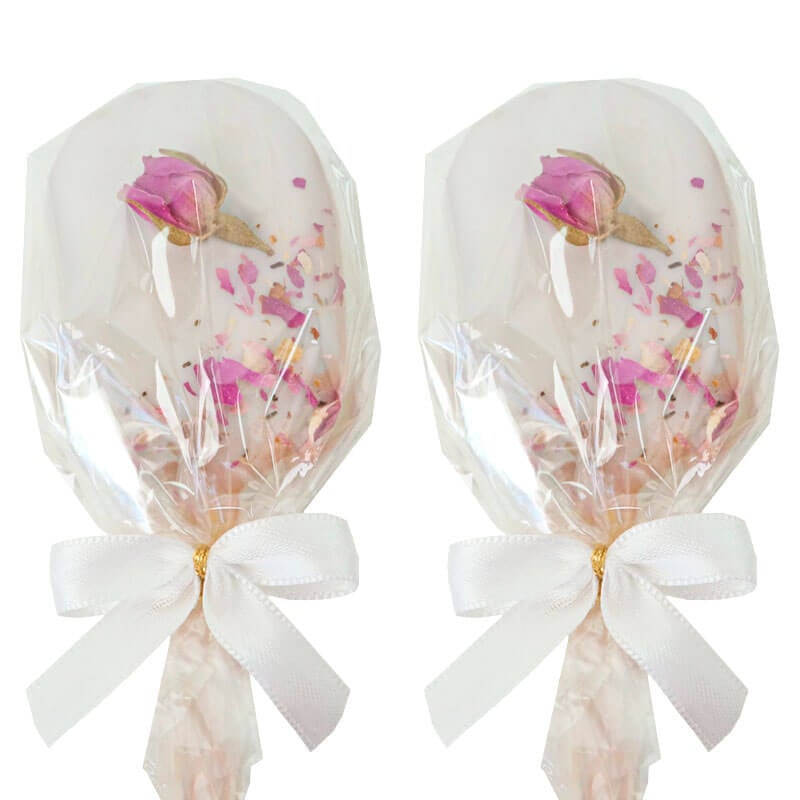 White Cake Popsicles with Rose Decoration (10 pcs)