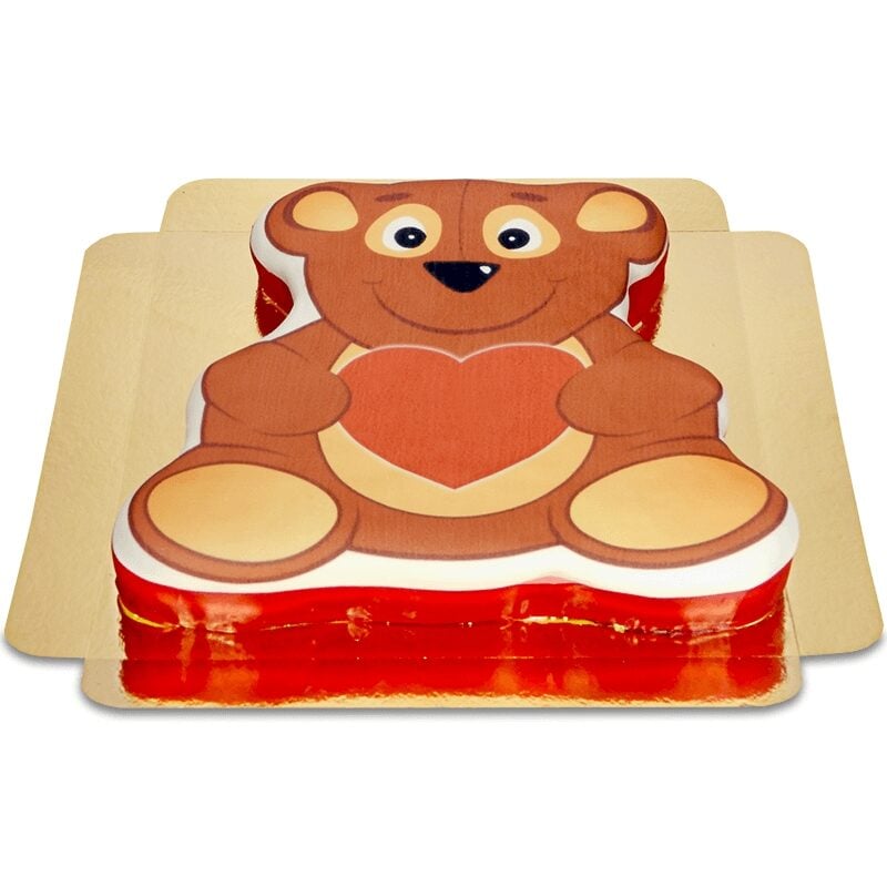 Teddy bear cake with heart