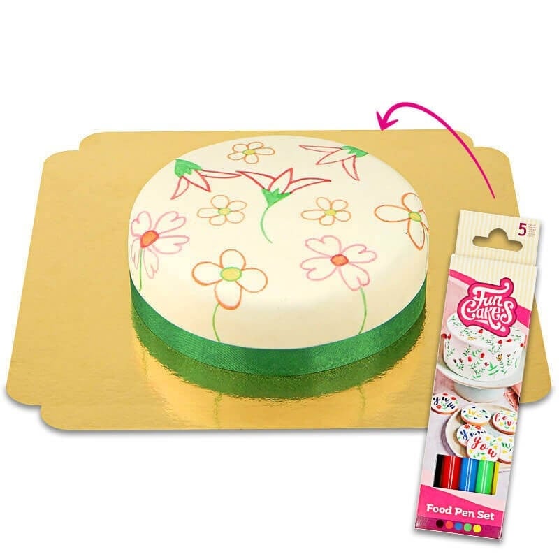 Cake with cake pens (Small (18 cm(6 pieces)))