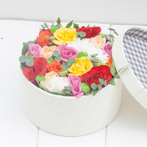 Flower Box Rainbow Roses