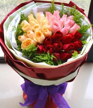 Red, Yellow and Pink Roses (48 Stems)
