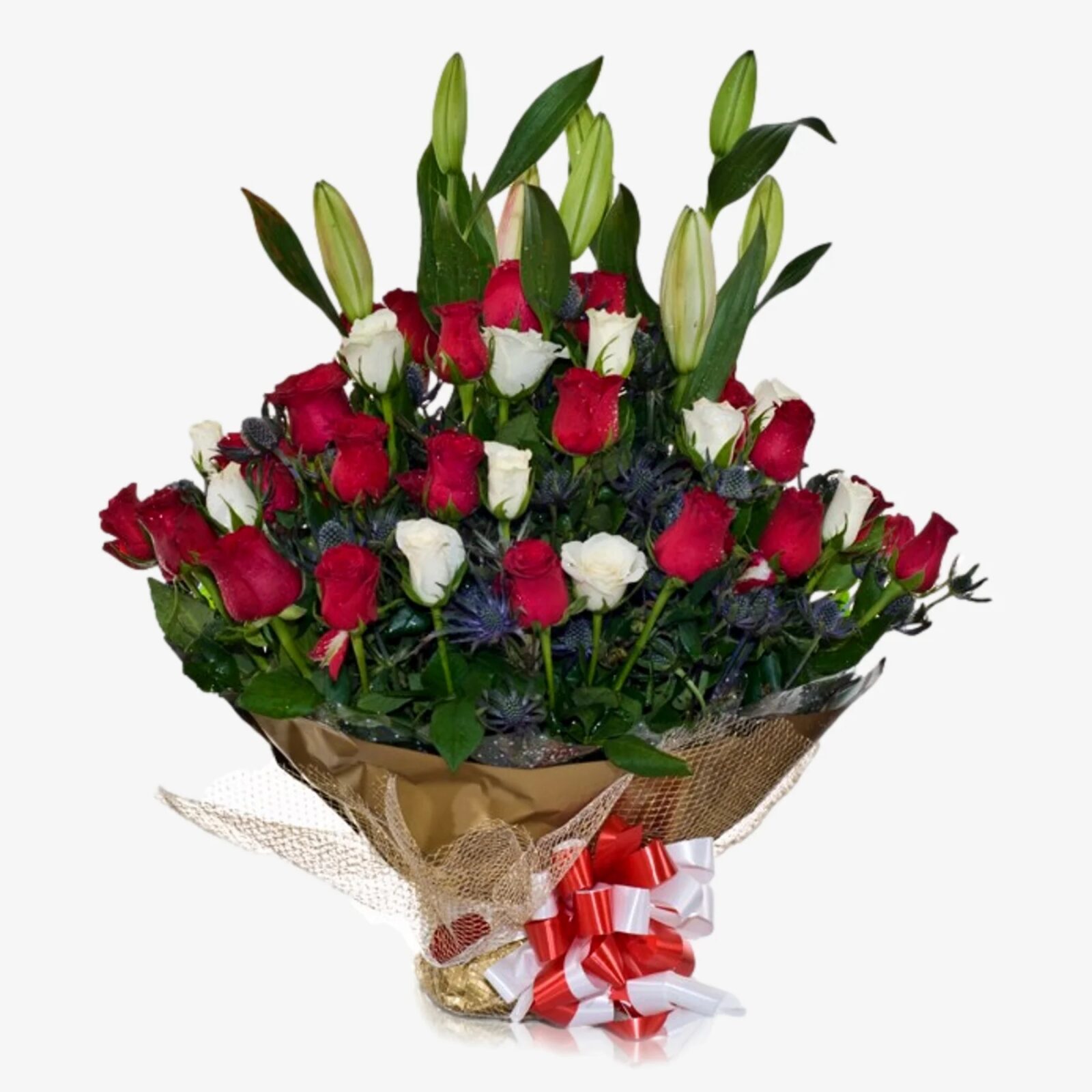Red and White Roses (72 Stems)