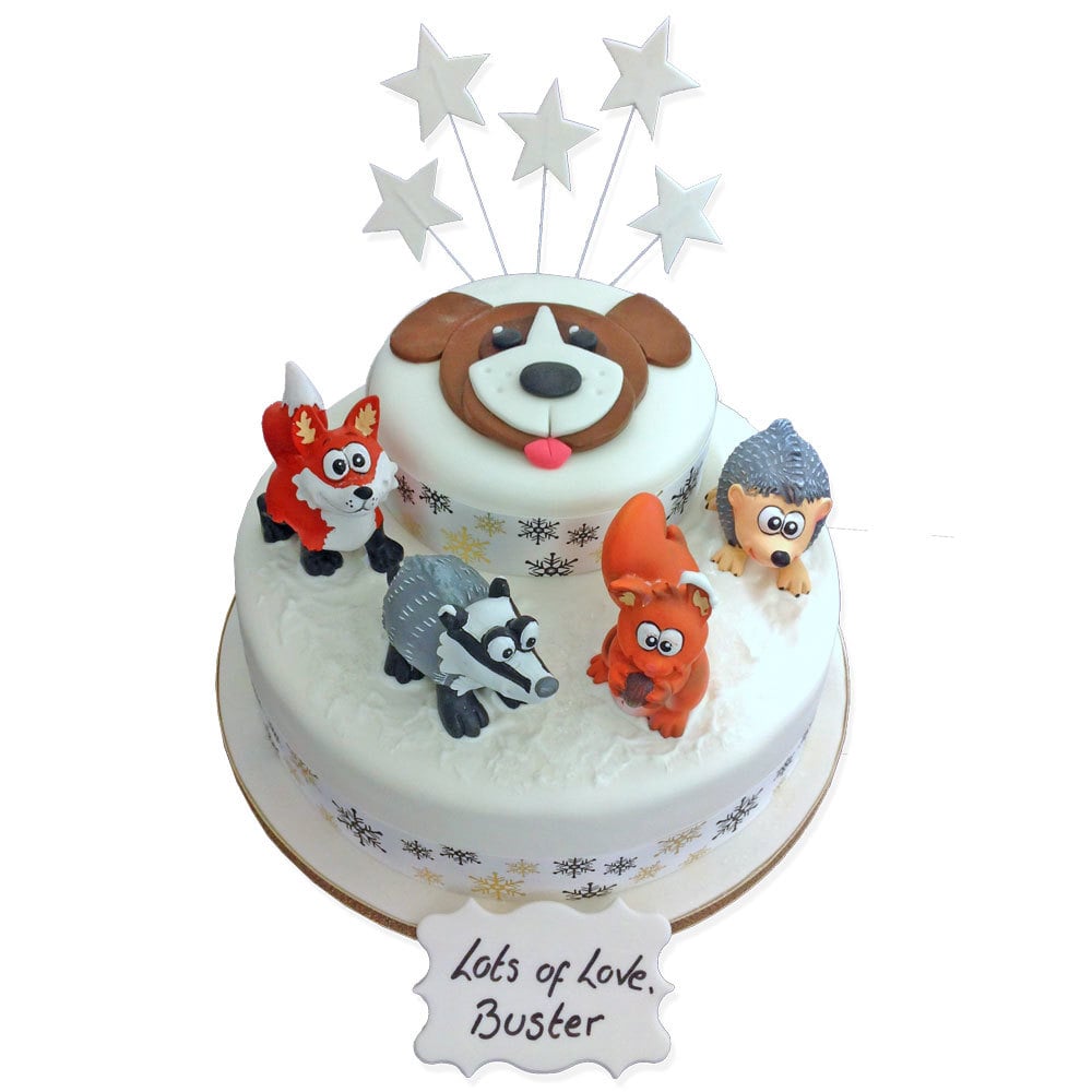 Winter Forrest Friends Cake