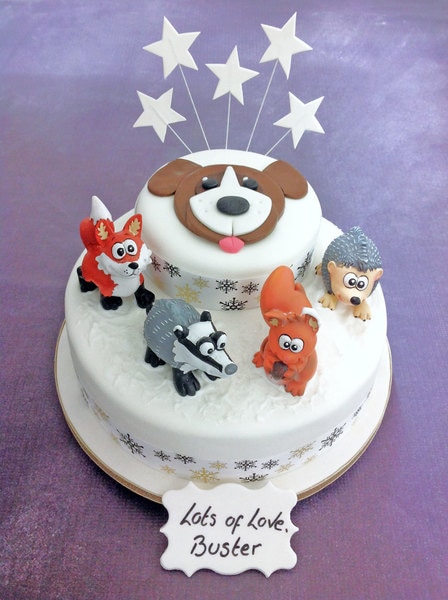 Winter Forest Friends Cake