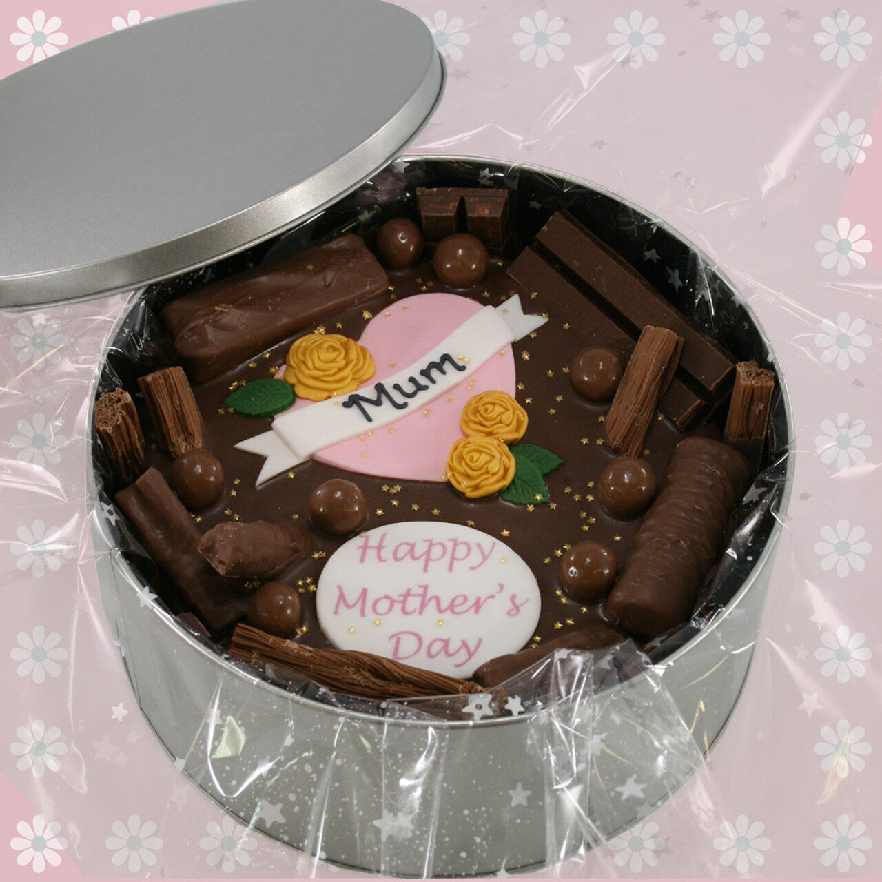 Hearts & Gold Roses Cake In-A-Tin