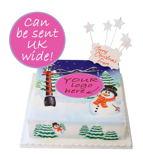 Snowman Greetings Cake (8 Inch Serves 20)
