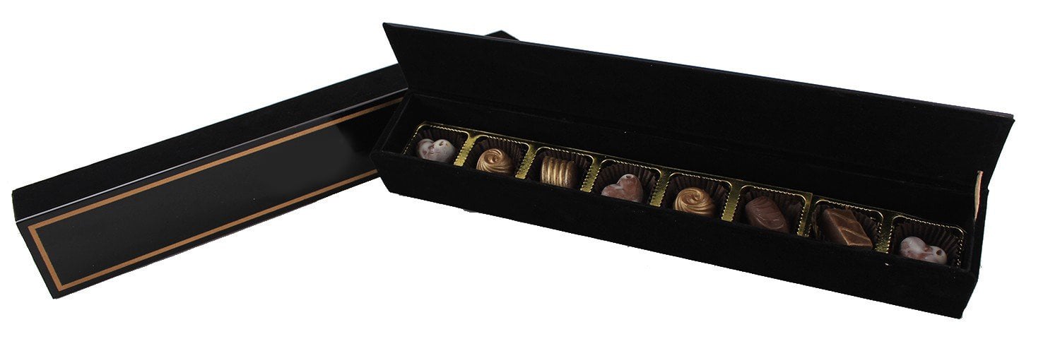 Glossy Wooden Box with 8 chocolates
