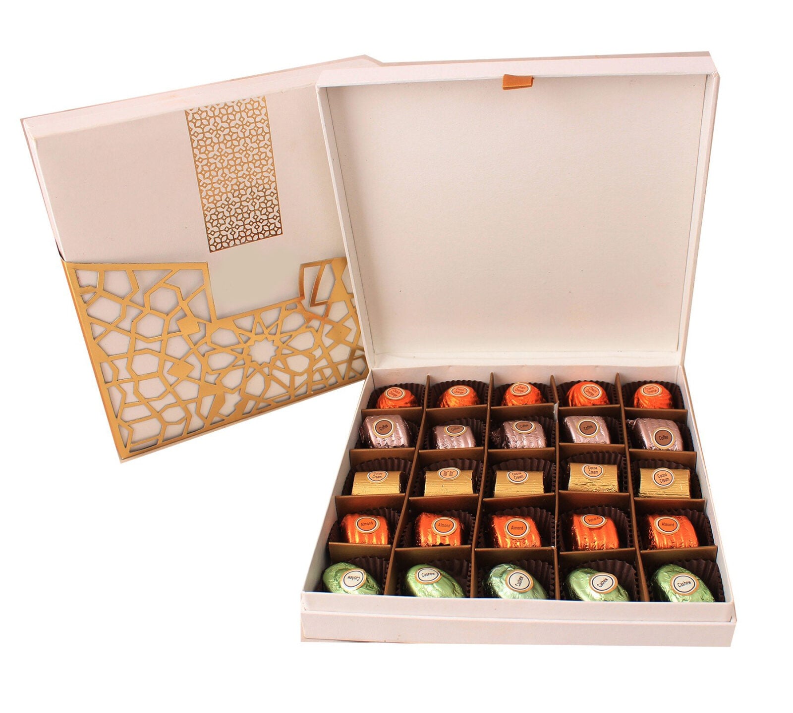 Classy Leather feel , elegant box with 25 assorted chocolates