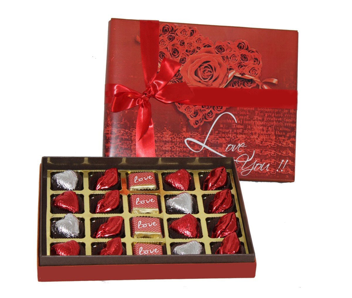 Eternal Love - Box with 20 milk chocolates in assorted Love shapes