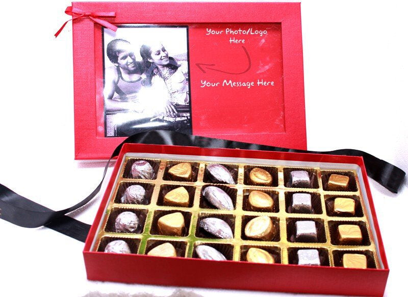 Chic Red Personalised Box with 24 chocolates