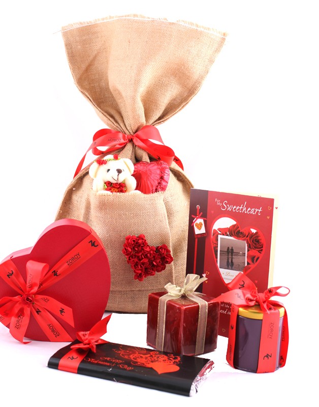Love Bag Extra Large With Card, Chocolates, Bar, Teddy, Heart Chocolate, Candle And Much More