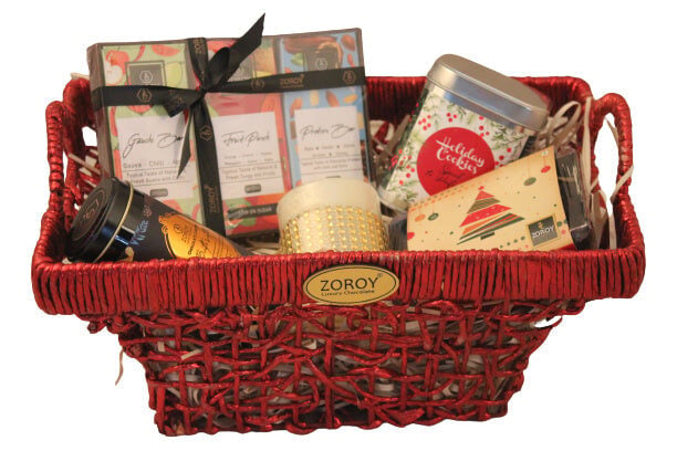 LUXURY CHOCOLATE Sleigh Hamper | Box of 4 fruit bars | Pack of handcrafted cookies | 175G rich alcohol free dense plum cake | Studded candle | 100G Pure Belgian chocolate coated butterscotch nuts