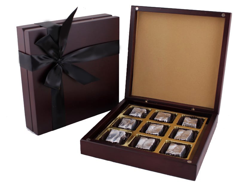 Pure wood Box of 9 Dark Delights