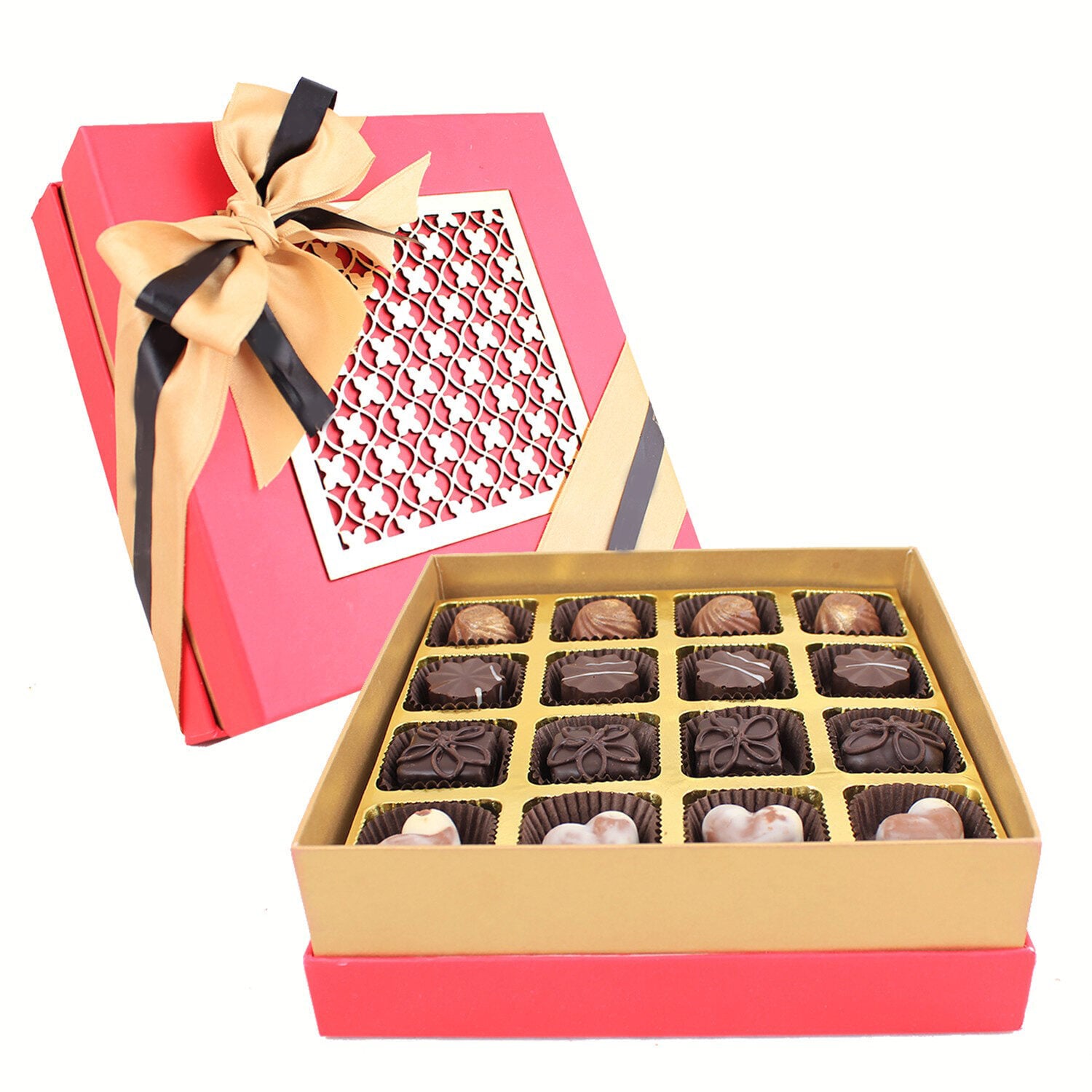 Signature Classy Box with Laser Cut Design and 16 assorted Chocolates