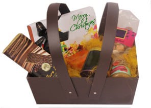 Leather finish Basket with assorted goodies